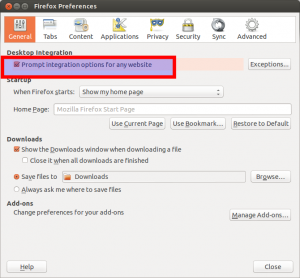 Firefox Webapp Intergration Options