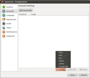 QuteCom Account Configuration